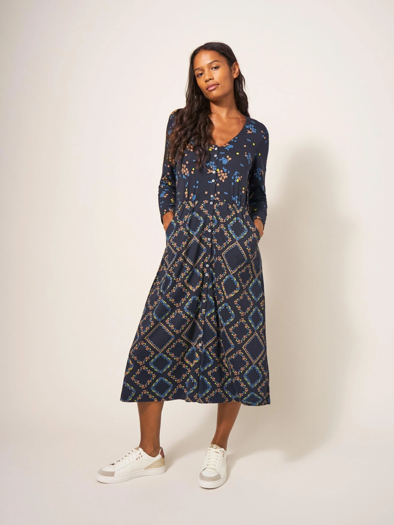 WHITE STUFF Mia Jersey Dress In BLACK MULTI 3 WHITE STUFF Mia Jersey Dress In BLACK MULTI - Image 3