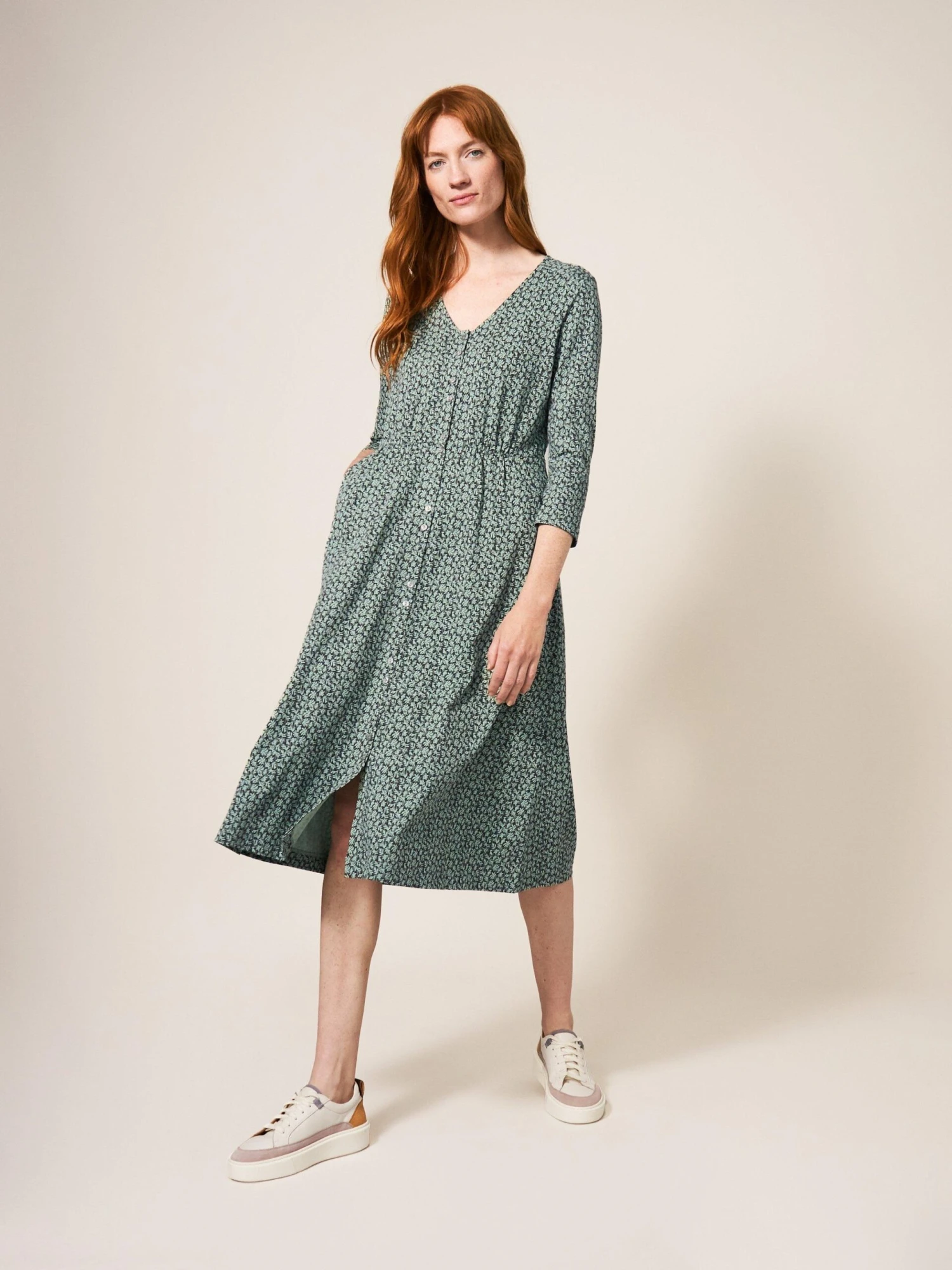 WHITE STUFF Mia Jersey Dress In GREEN MULTI 1 WHITE STUFF Mia Jersey Dress In GREEN MULTI