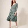 WHITE STUFF Mia Jersey Dress In GREEN MULTI