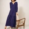 WHITE STUFF Hallie Soft Jersey Midi Dress In NAVY MULTI