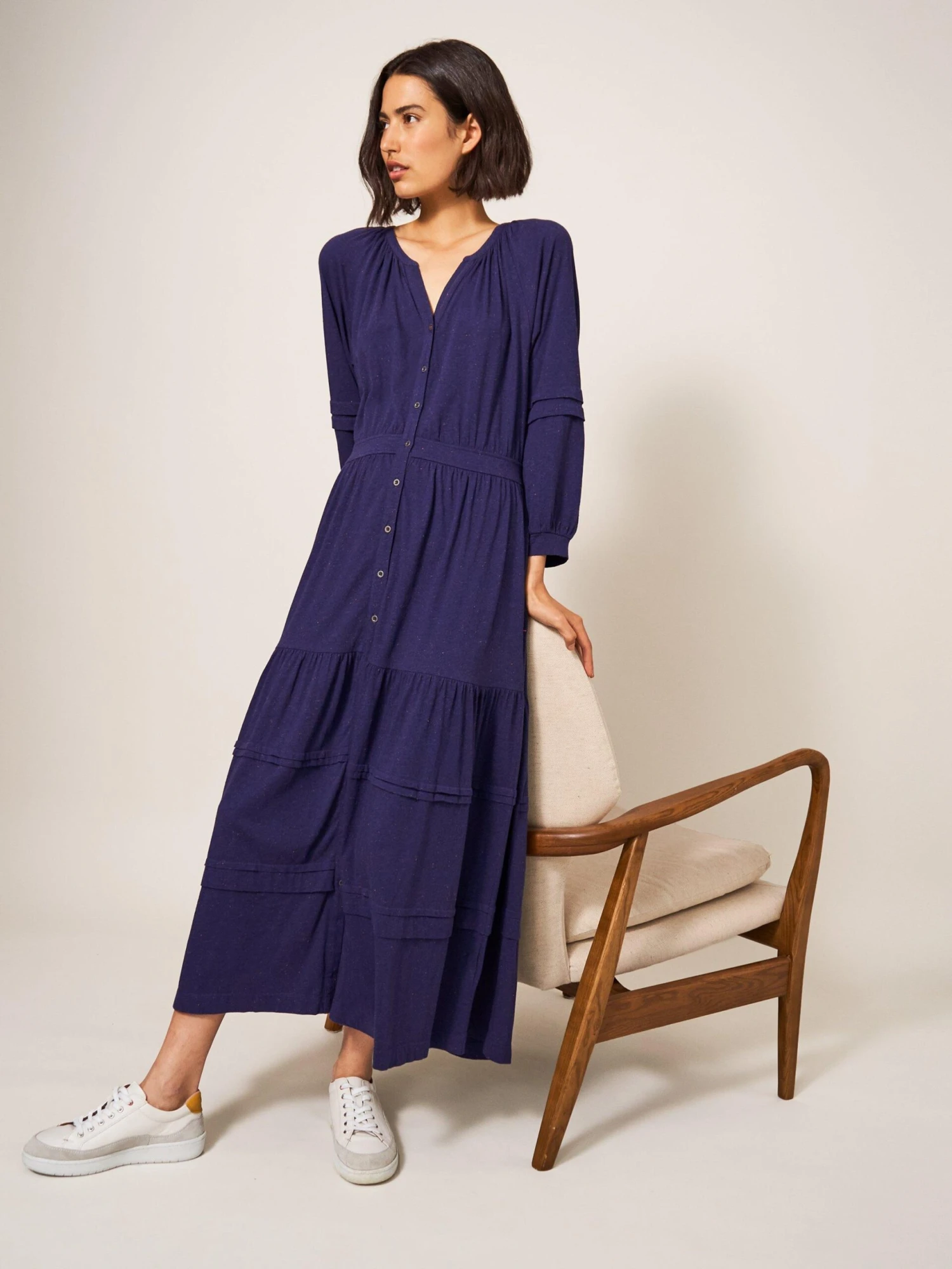 WHITE STUFF Hallie Soft Jersey Midi Dress In NAVY MULTI 1 WHITE STUFF Hallie Soft Jersey Midi Dress In NAVY MULTI