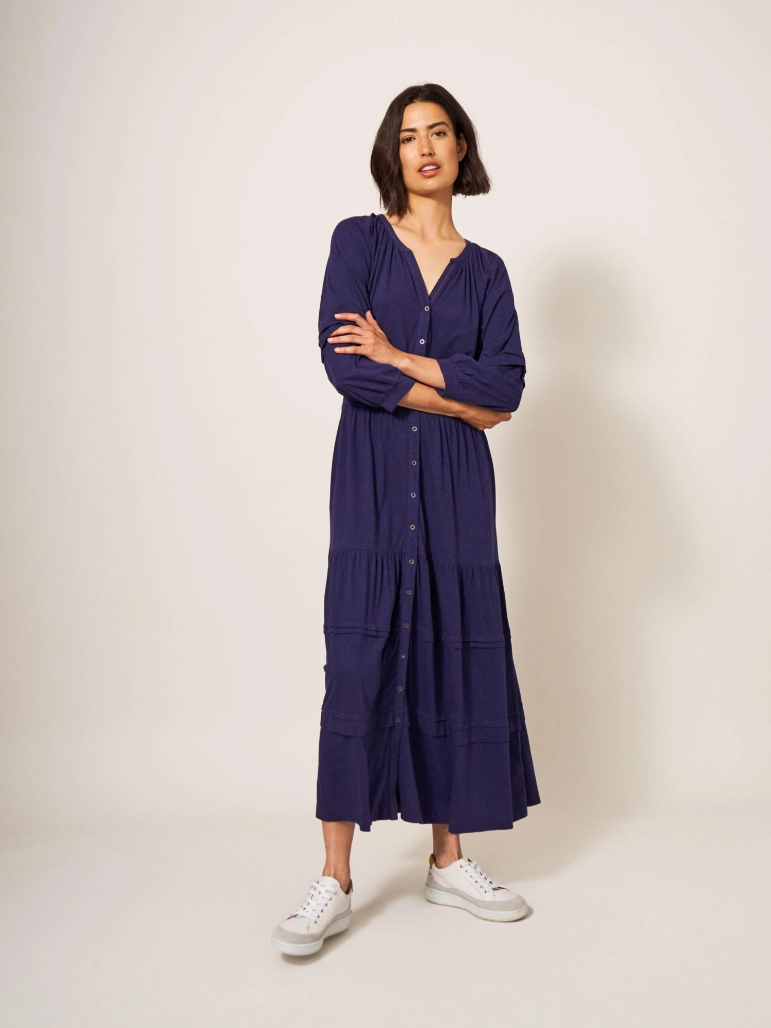 WHITE STUFF Hallie Soft Jersey Midi Dress In NAVY MULTI 3 WHITE STUFF Hallie Soft Jersey Midi Dress In NAVY MULTI - Image 3