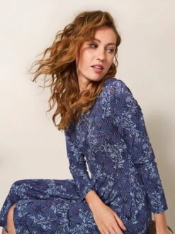 WHITE STUFF Madeline Jersey Dress In BLUE MULTI