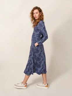 WHITE STUFF Madeline Jersey Dress In BLUE MULTI -Whte Stuffy Store 439549 BLUE MLT MD