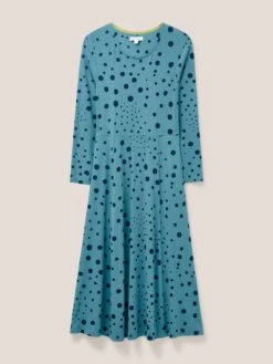 WHITE STUFF Madeline Jersey Dress In TEAL MULTI -Whte Stuffy Store 439549 TEAL MLT FF