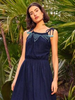 WHITE STUFF Lulee Cotton Maxi Dress In NAVY MULTI