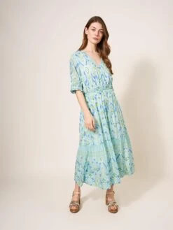 WHITE STUFF Jamelia Midi Dress In IVORY MULTI -Whte Stuffy Store 439679 IVORY MLT MF 1