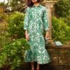 WHITE STUFF Mayra Tiered Shirt Dress In GREEN MULTI