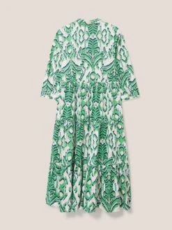 WHITE STUFF Mayra Tiered Shirt Dress In GREEN MULTI -Whte Stuffy Store 439680 GREEN MULTI FB