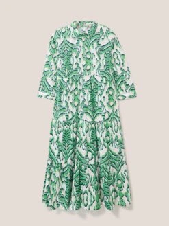 WHITE STUFF Mayra Tiered Shirt Dress In GREEN MULTI -Whte Stuffy Store 439680 GREEN MULTI FF