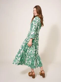 WHITE STUFF Mayra Tiered Shirt Dress In GREEN MULTI -Whte Stuffy Store 439680 GREEN MULTI MB