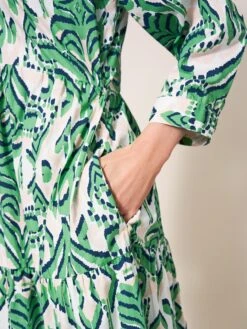 WHITE STUFF Mayra Tiered Shirt Dress In GREEN MULTI -Whte Stuffy Store 439680 GREEN MULTI MD