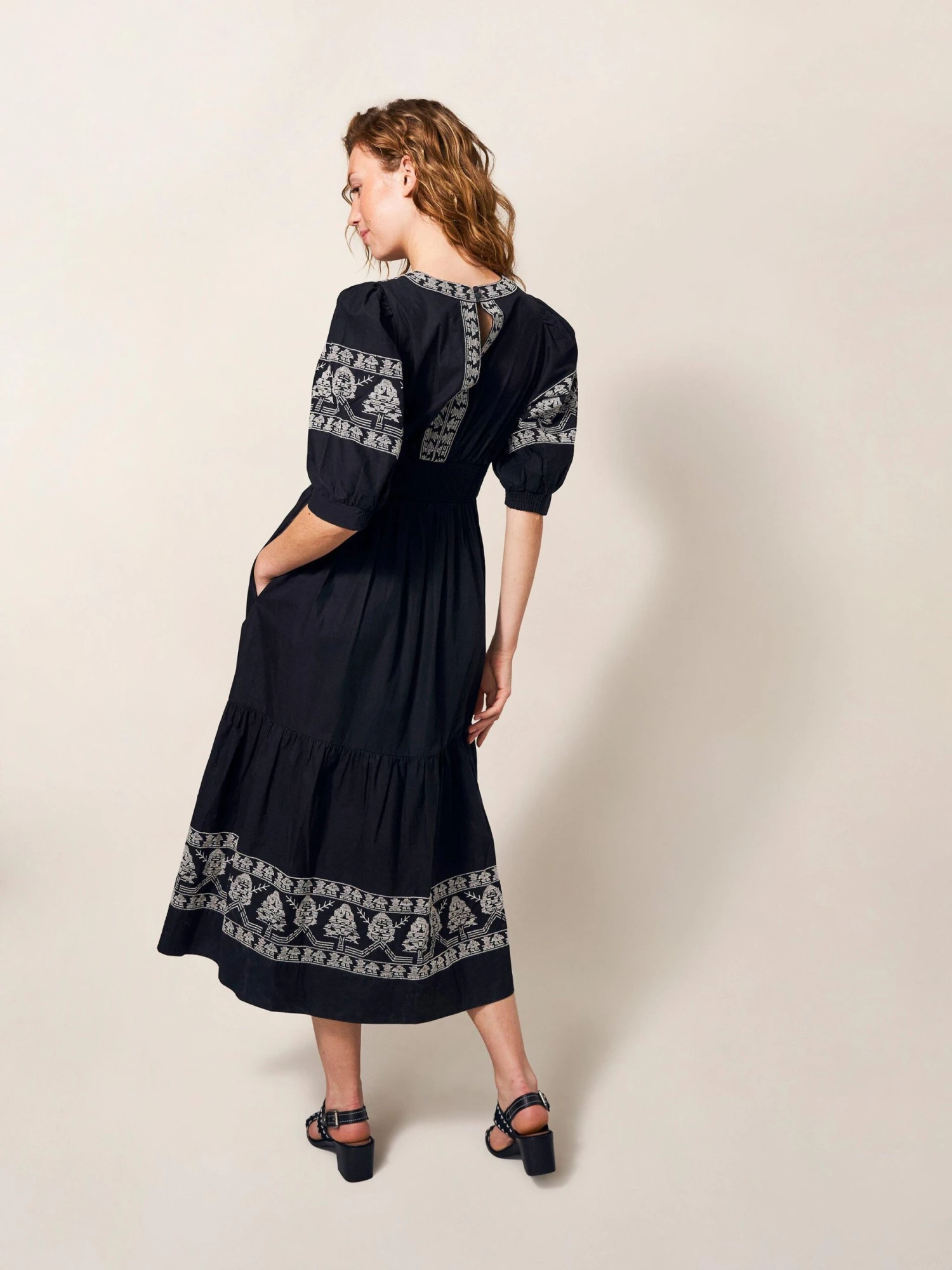 WHITE STUFF Dulcie Embroidered Midi Dress In BLACK MULTI 5 WHITE STUFF Dulcie Embroidered Midi Dress In BLACK MULTI - Image 5
