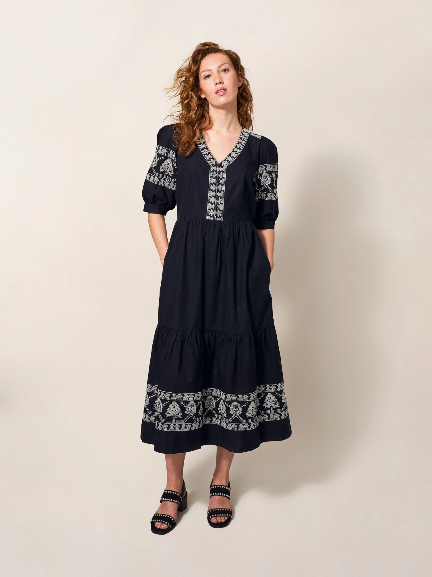 WHITE STUFF Dulcie Embroidered Midi Dress In BLACK MULTI 3 WHITE STUFF Dulcie Embroidered Midi Dress In BLACK MULTI - Image 3