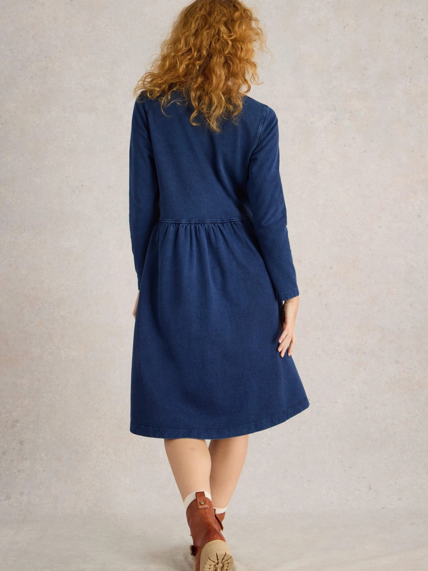 WHITE STUFF Marsia Denim Jersey Dress In MID DENIM 4 WHITE STUFF Marsia Denim Jersey Dress In MID DENIM - Image 4