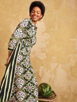 WHITE STUFF Peggy Cotton Shirt Dress In BLACK MULTI