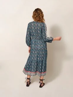 WHITE STUFF Jenna Midi Dress In TEAL MULTI 12 WHITE STUFF Jenna Midi Dress In TEAL MULTI -Whte Stuffy Store 440028 TEAL MLT MB