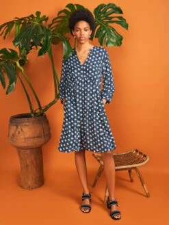 WHITE STUFF Frances Eco Vero Dress In BLACK MULTI