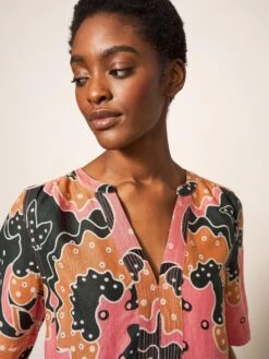 WHITE STUFF June Linen Versatile Dress In PLUM MULTI -Whte Stuffy Store 440042 PLUM MLT MD