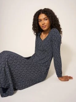 WHITE STUFF Megan Jersey Dress In NAVY MULTI