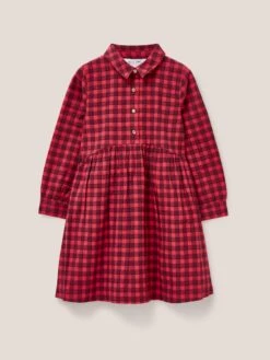 WHITE STUFF Leila Check Shirt Dress In RED MULTI