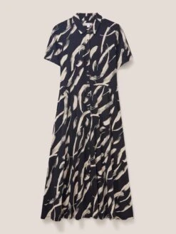 WHITE STUFF Rua Jersey Shirt Dress In BLACK PRINT 11 WHITE STUFF Rua Jersey Shirt Dress In BLACK PRINT -Whte Stuffy Store 440125 BLK PR FF 1