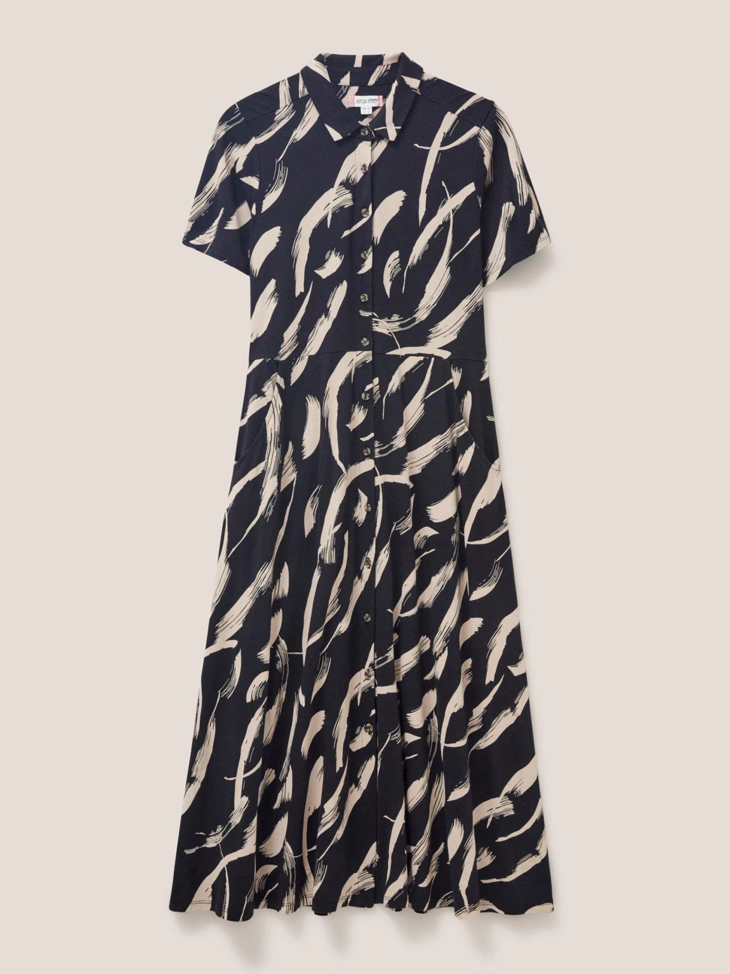 WHITE STUFF Rua Jersey Shirt Dress In BLACK PRINT 5 WHITE STUFF Rua Jersey Shirt Dress In BLACK PRINT - Image 5