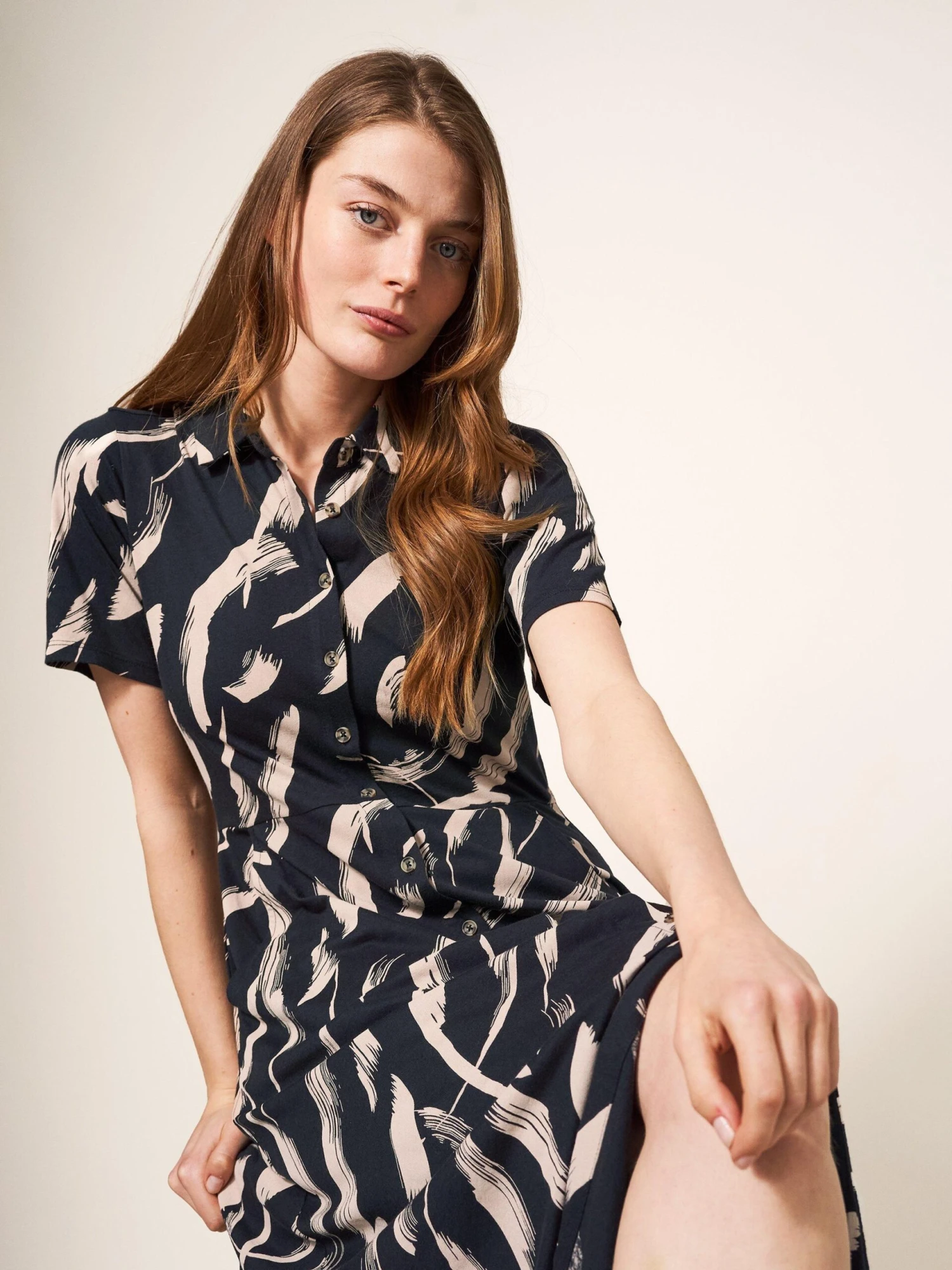 WHITE STUFF Rua Jersey Shirt Dress In BLACK PRINT 3 WHITE STUFF Rua Jersey Shirt Dress In BLACK PRINT - Image 3