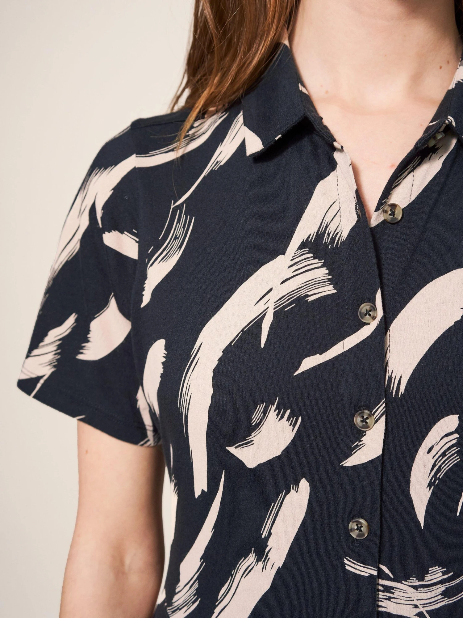 WHITE STUFF Rua Jersey Shirt Dress In BLACK PRINT 2 WHITE STUFF Rua Jersey Shirt Dress In BLACK PRINT - Image 2