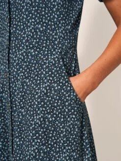 WHITE STUFF Rua Jersey Shirt Dress In TEAL MULTI -Whte Stuffy Store 440125 TEAL MLT MD