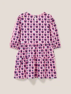 WHITE STUFF Heart Printed Jersey Dress In PINK PRINT -Whte Stuffy Store 440131 PINK PR FB