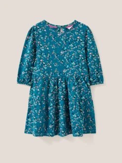 WHITE STUFF Dotty Printed Jersey Dress In TEAL PRINT