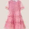 WHITE STUFF Tuelle Party Dress In DUSTY PINK
