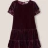 WHITE STUFF Velvet Party Dress In DARK CLARET