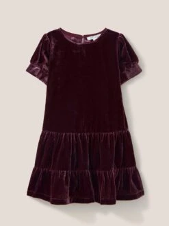 WHITE STUFF Velvet Party Dress In DARK CLARET