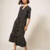 WHITE STUFF Naya Midi Jersey Dress In BLACK PRINT