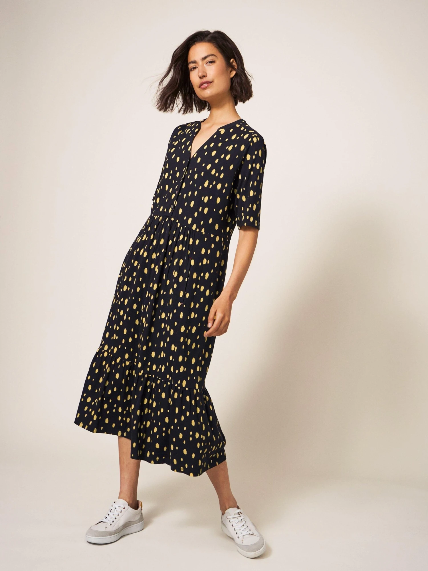 WHITE STUFF Naya Midi Jersey Dress In BLACK PRINT 1 WHITE STUFF Naya Midi Jersey Dress In BLACK PRINT