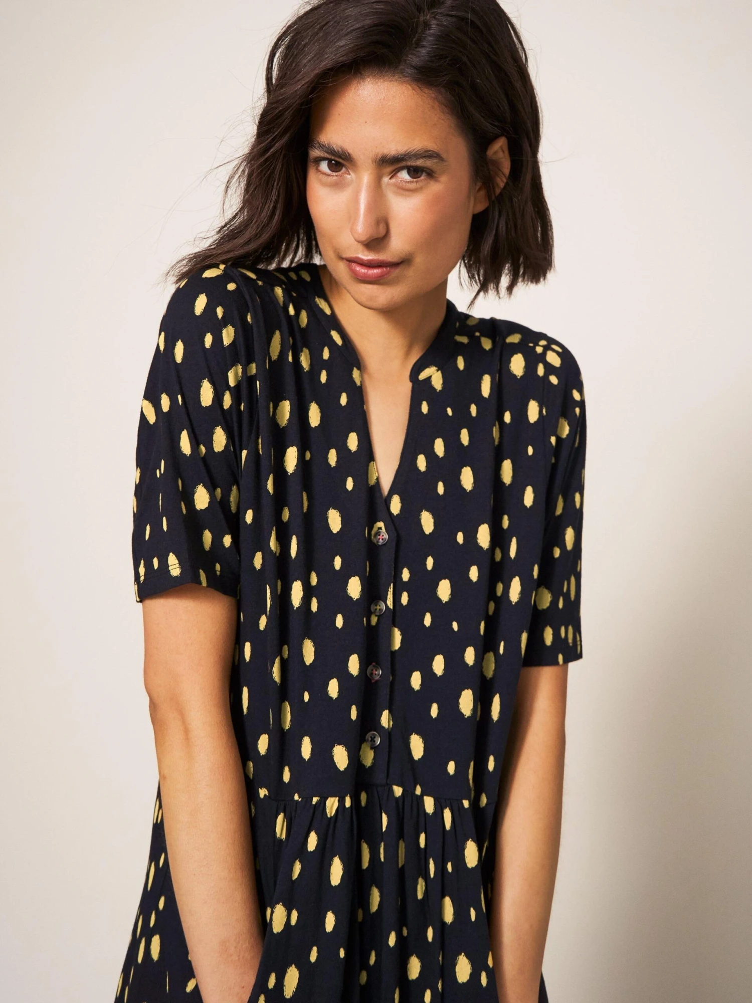 WHITE STUFF Naya Midi Jersey Dress In BLACK PRINT 2 WHITE STUFF Naya Midi Jersey Dress In BLACK PRINT - Image 2