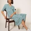 WHITE STUFF Naya Midi Jersey Dress In TEAL PRINT